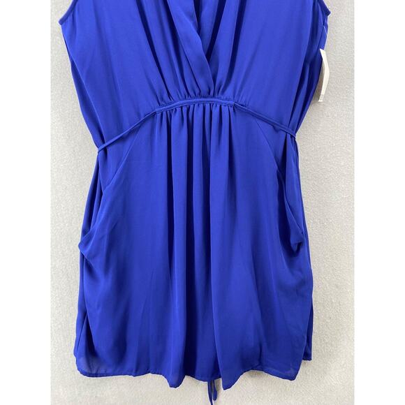 NWT Bar 111 Dress Women's Small Blue Collared Sleeveless Waist Tie Pockets Lined - Picture 2 of 10